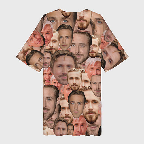 Женская длинная футболка Лица Райана Гослинга / 3D-принт – фото 2