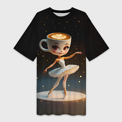 Женская длинная футболка Балерина Капучино, мем, Ballerina Cappuccina