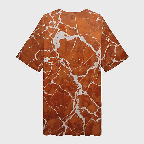 Женская длинная футболка Темно-оранжевый мрамор / 3D-принт – фото 2