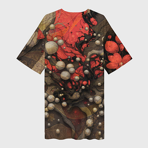 Женская длинная футболка Зловещий череп с клыками / 3D-принт – фото 2