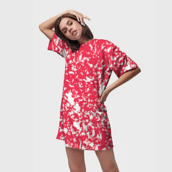 Футболка женская длинная Розовый пятнистый, цвет: 3D-принт — фото 2