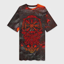 Футболка женская длинная Компас воина в кельтском орнаменте, цвет: 3D-принт
