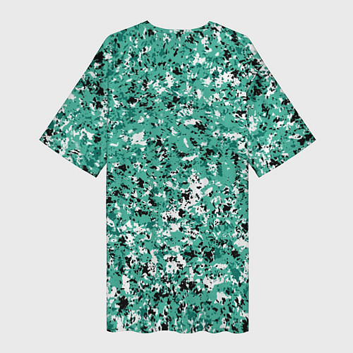 Женская длинная футболка Бирюзовый с чёрно-белыми пятнами / 3D-принт – фото 2