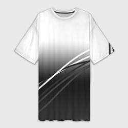 Футболка женская длинная Градиент с полосами из белого в тёмный, цвет: 3D-принт