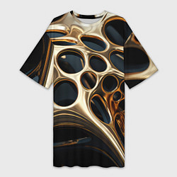 Женская длинная футболка Черно-золотая абстракция