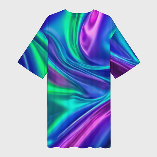 Женская длинная футболка Neon waves / 3D-принт – фото 2