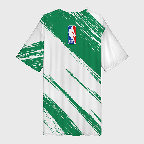 Женская длинная футболка Boston Celtics white and green / 3D-принт – фото 2