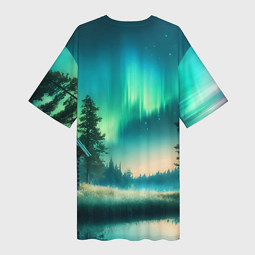 Женская длинная футболка Салатневое небо / 3D-принт – фото 2