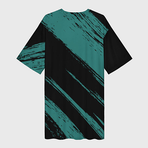 Женская длинная футболка Анахайм Дакс - зеленая краска / 3D-принт – фото 2