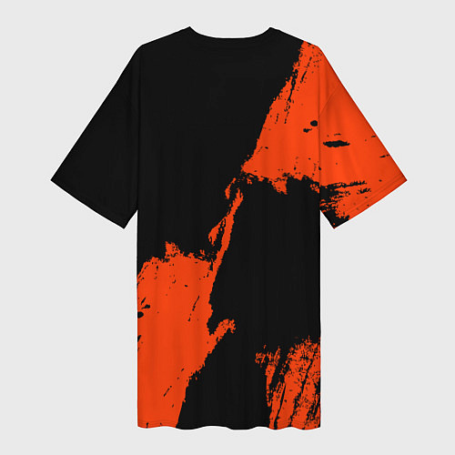 Женская длинная футболка Анахайм Дакс - оранжевая краска / 3D-принт – фото 2