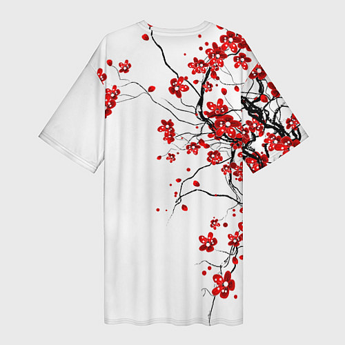 Женская длинная футболка Сакура с иероглифом Любовь / 3D-принт – фото 2