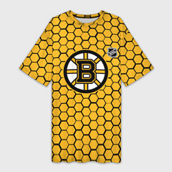 Женская длинная футболка Бостон Брюинз - желтые соты