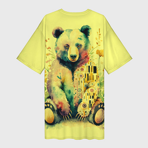 Женская длинная футболка Медведь с узорами в стиле Климта / 3D-принт – фото 2