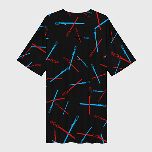 Женская длинная футболка Паттерн из световых мечей / 3D-принт – фото 2