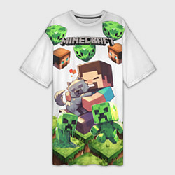 Женская длинная футболка World of minecraft