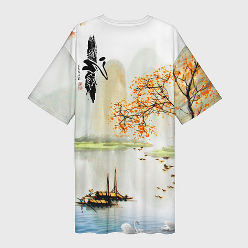 Женская длинная футболка China Landscape / 3D-принт – фото 2