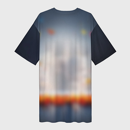 Женская длинная футболка Геометрический слон и цветные полигоны / 3D-принт – фото 2