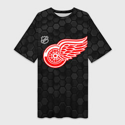 Женская длинная футболка Детройт Ред Уингз - черные соты