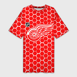 Женская длинная футболка Детройт Ред Уингз - красные соты