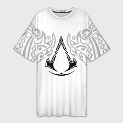 Женская длинная футболка Ассасин Крид - узор ворон