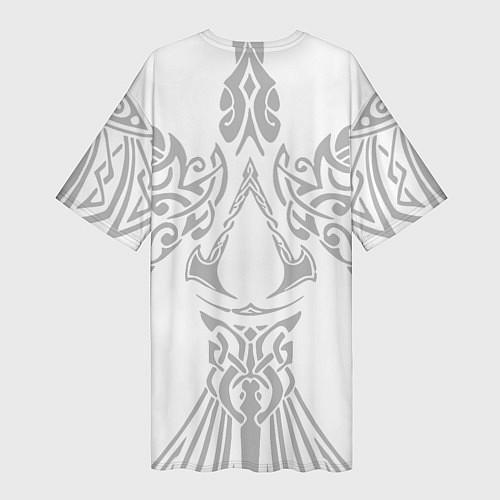 Женская длинная футболка Ассасин Крид - узор ворон / 3D-принт – фото 2