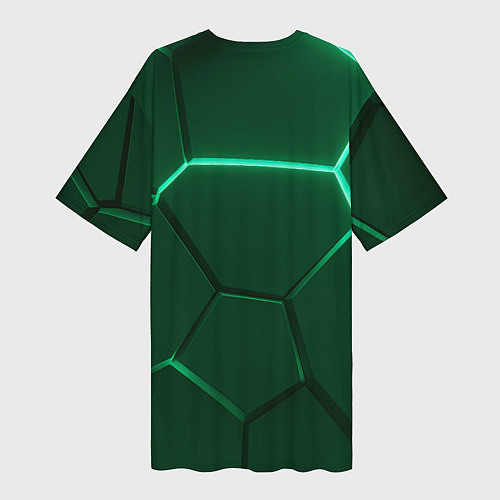 Женская длинная футболка Зеленые плиты с неоном / 3D-принт – фото 2