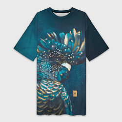 Женская длинная футболка Попугай акварельный - big picture