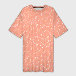 Женская длинная футболка Нежный персиковый текстурный однотонный
