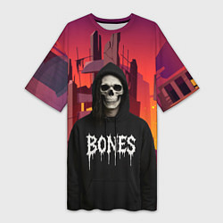 Женская длинная футболка Bones скелет