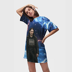 Футболка женская длинная Bones в именном бронежилете, цвет: 3D-принт — фото 2