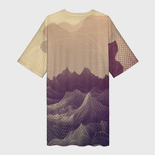 Женская длинная футболка Ретро иллюстрация Японского храма / 3D-принт – фото 2