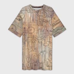 Женская длинная футболка Стимпанк элементы