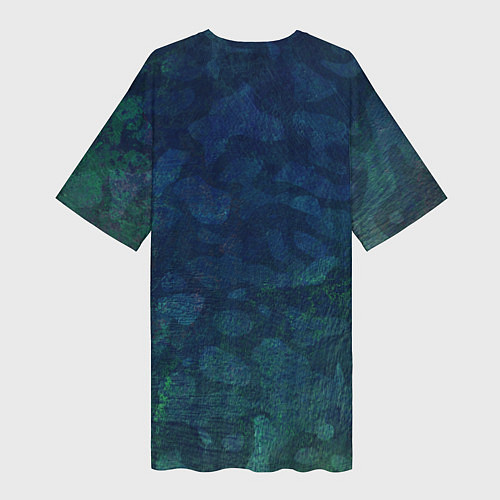 Женская длинная футболка Абстракция - marine camouflage / 3D-принт – фото 2