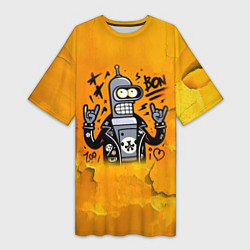 Футболка женская длинная Cool Bender - graffiti, цвет: 3D-принт