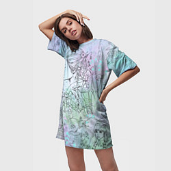 Футболка женская длинная Скетч японские дорамы, цвет: 3D-принт — фото 2