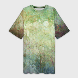 Женская длинная футболка Абстракция - faded spots on a green background