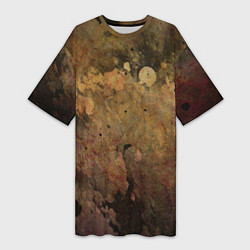 Женская длинная футболка Абстракция - dark pink paint spill