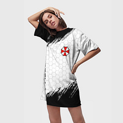 Футболка женская длинная Амбрелла - белые соты, цвет: 3D-принт — фото 2