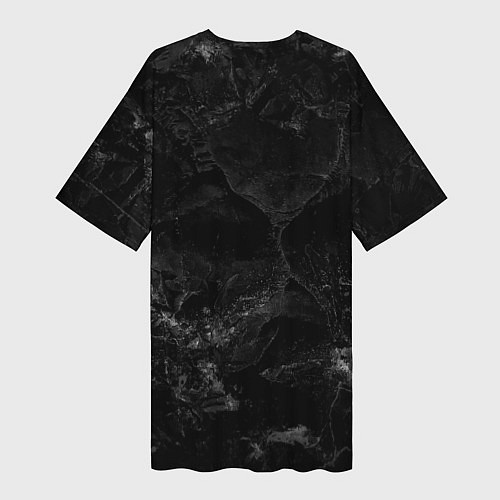 Женская длинная футболка Bones сидит на троне из черепов / 3D-принт – фото 2