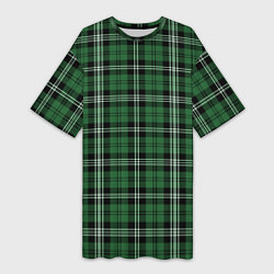 Футболка женская длинная Checkered green, цвет: 3D-принт