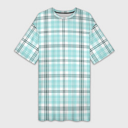 Женская длинная футболка Checkered light blue
