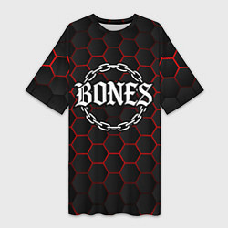 Футболка женская длинная Bones лого в цепях, цвет: 3D-принт