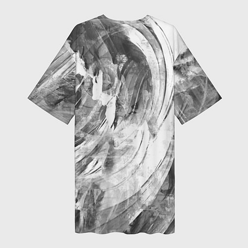 Женская длинная футболка Абстракция - grey and white swirls / 3D-принт – фото 2