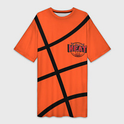 Футболка женская длинная Майами Хит - баскетболная разметка, цвет: 3D-принт