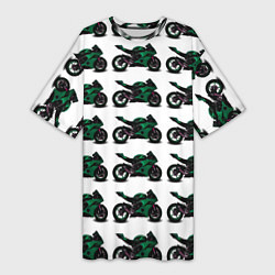Футболка женская длинная Motorbike dark green, цвет: 3D-принт