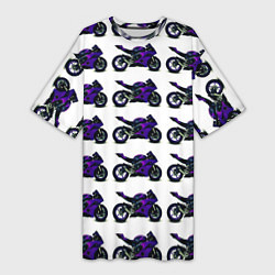 Женская длинная футболка Motorcycle purple gloss