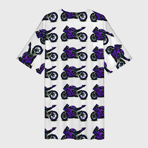 Женская длинная футболка Motorcycle purple gloss / 3D-принт – фото 2