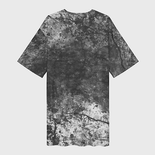 Женская длинная футболка Абстракция - grey and white wall with cracks / 3D-принт – фото 2