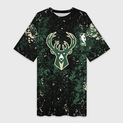 Футболка женская длинная Милуоки Бакс - баскетбол, цвет: 3D-принт