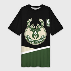 Футболка женская длинная Милуоки Бакс - линии, цвет: 3D-принт